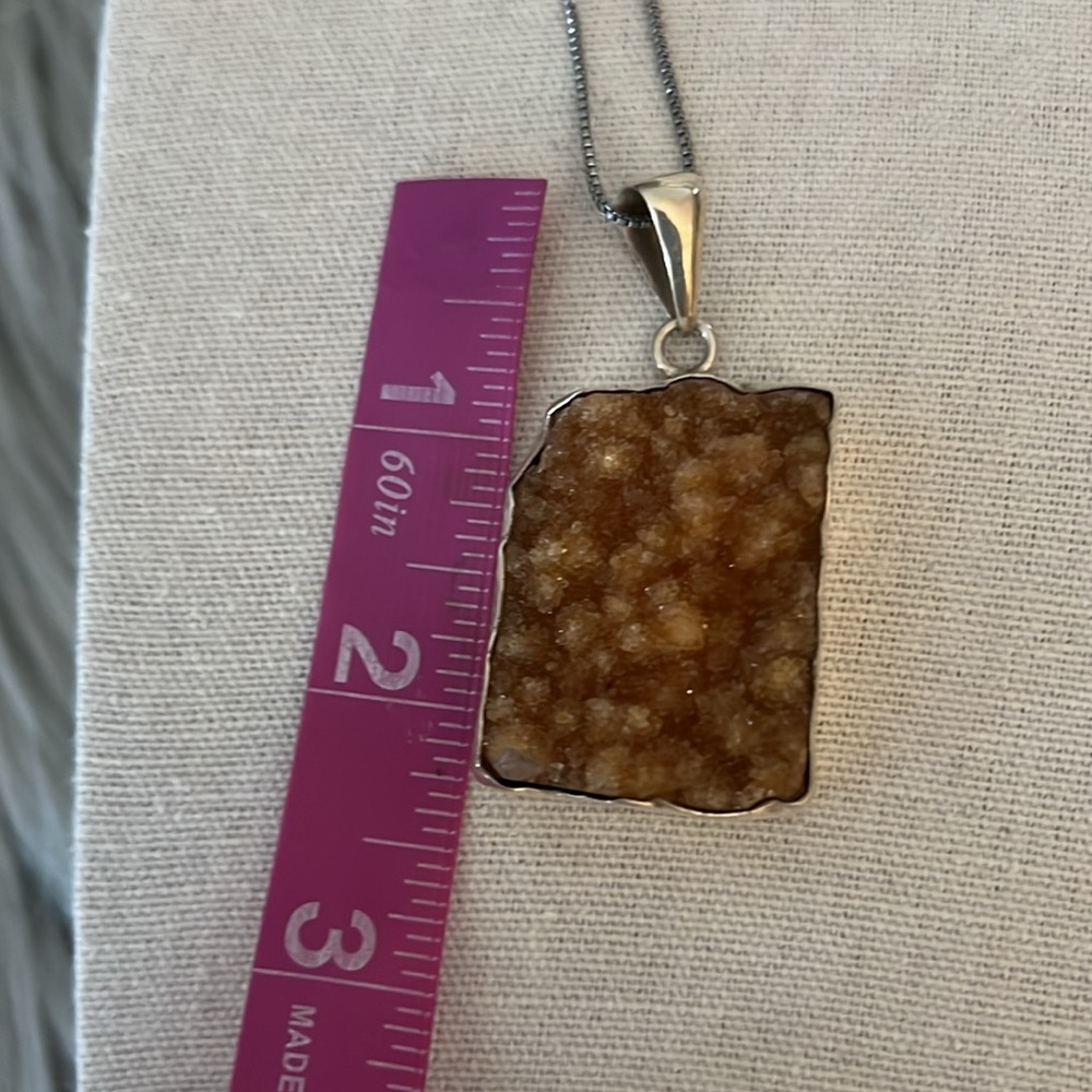 Citrine Druzy and Sterling Silver Pendant - Picture 9 of 11